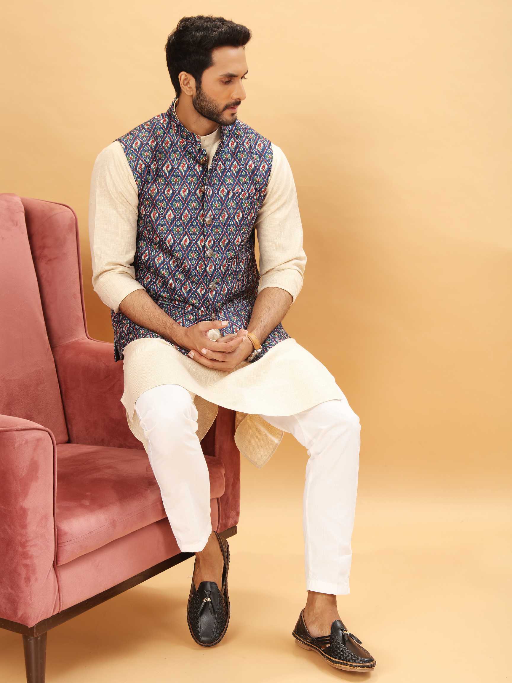 Men's Cotton Solid Asymmetric Kurta for Men Stylish Latest Ethnic Wear Pack  of 1